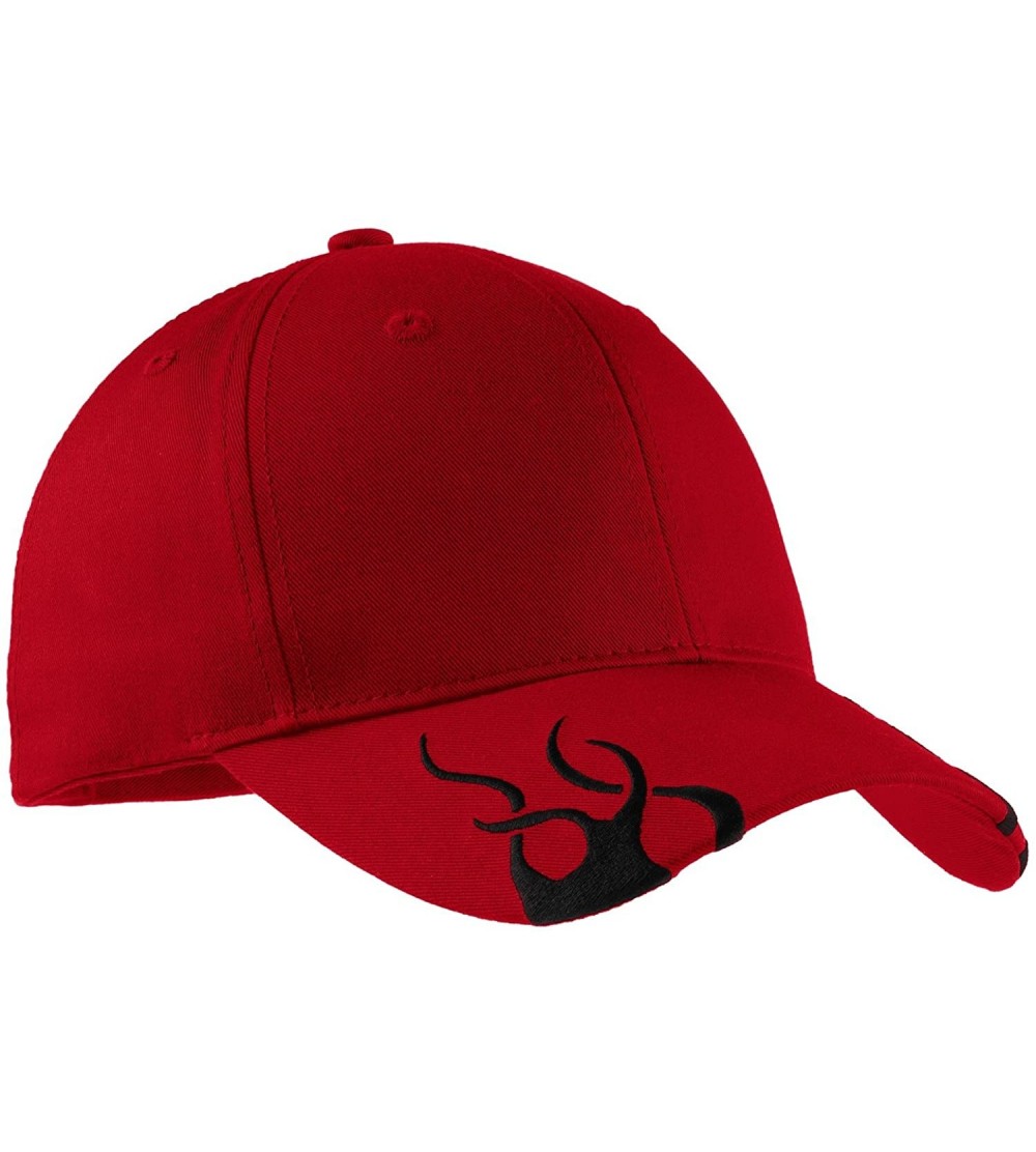 Baseball Caps Men's Racing Cap with Flames - Red/Black - CS11NGRJXC7 $7.99