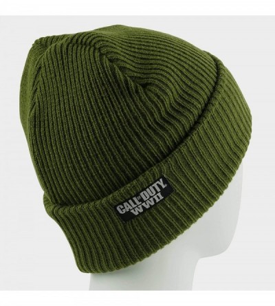 Skullies & Beanies Call of Duty WWII Military Star Beanie Knit Hat- Wallet and Crew Socks Gift Bundle Green - CW18Z7NGM9U $12.70