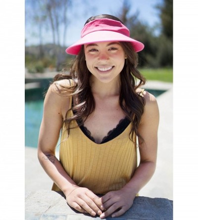 Sun Hats Womens Summer Packable UV Protective Wide Brim UPF 50+ Sun Visor Hat - Fushsia - C718DGXW46M $10.89