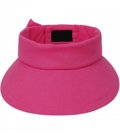 Sun Hats Womens Summer Packable UV Protective Wide Brim UPF 50+ Sun Visor Hat - Fushsia - C718DGXW46M $10.89