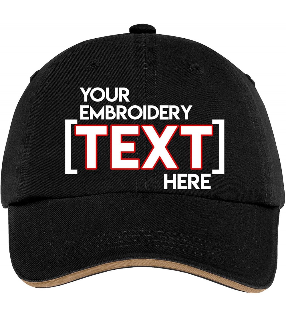 Baseball Caps Custom Embroidered Ladies Hat - ADD Text - Personalized Monogrammed Cap --Black/ Khaki - CS18DXIIX2L $20.48