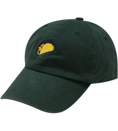 Baseball Caps Taco Emoji Cotton Baseball Cap Dad Hats - Hunter Green - CI12JQZ94OJ $13.50