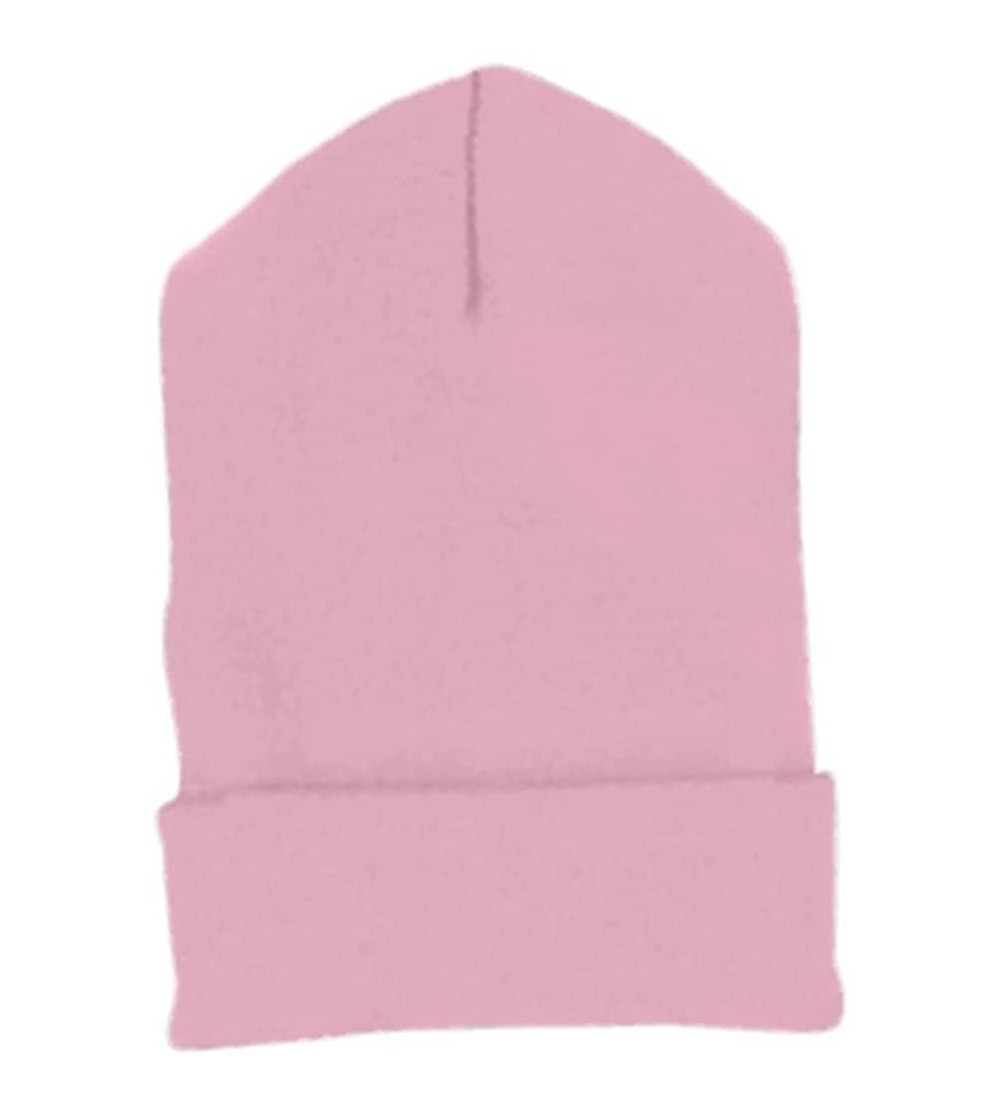 Skullies & Beanies Heavy Weight Cuffed Knit Cap - Pink - CW11HZZ89G7 $7.48