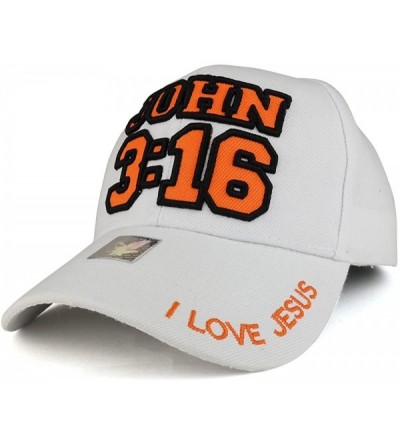 Baseball Caps John 3-16 I Love Jesus 3D Embroidered Christian Structured Baseball Cap - White - CB185CIRSLL $17.77