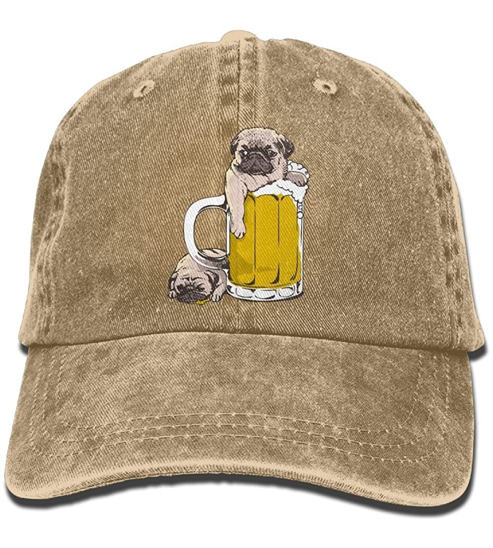 Skullies & Beanies Pugs Drunk Too Much Adult Sport Adjustable Baseball Cap Cowboy Hat - Natural - CU184WICUGH $16.05