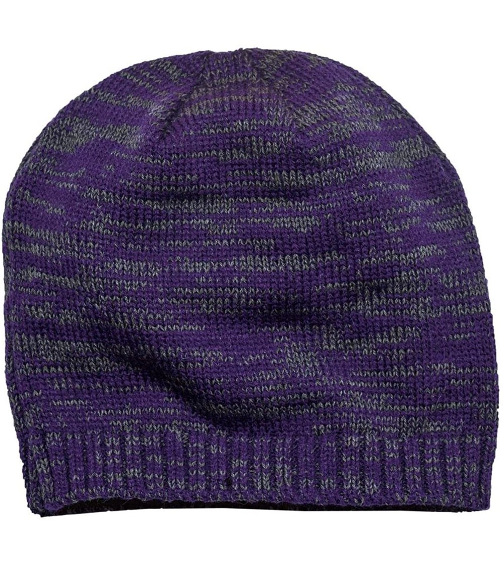 Skullies & Beanies Men's Spaced Dyed Beanie - Purple/ Charcoal - CO119MUHS2T $8.34