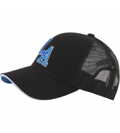 Baseball Caps Unisex LA Embroidered Major Baseball Cool Mesh Camping Hat Truckers Ball Cap - Sky-black - C31866D6509 $11.77