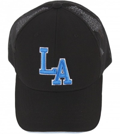Baseball Caps Unisex LA Embroidered Major Baseball Cool Mesh Camping Hat Truckers Ball Cap - Sky-black - C31866D6509 $11.77