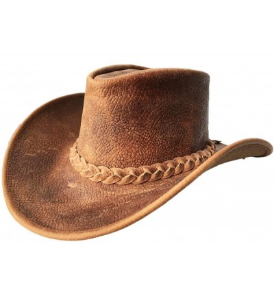 Cowboy Hats Mens Vintage Brown Wide Brim Cowboy Aussie Style Western Bush Hat - C118KRTDMOC $70.24