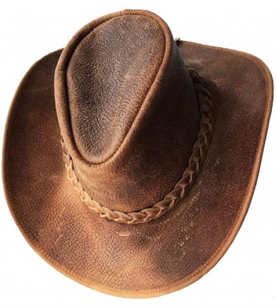 Cowboy Hats Mens Vintage Brown Wide Brim Cowboy Aussie Style Western Bush Hat - C118KRTDMOC $34.65