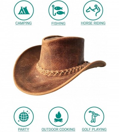 Cowboy Hats Mens Vintage Brown Wide Brim Cowboy Aussie Style Western Bush Hat - C118KRTDMOC $34.65