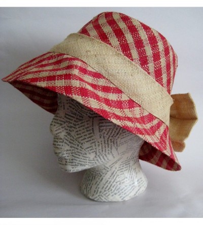 Sun Hats Raffia Gingham Sun Hat Raff-1 - Red - C611YBN8R1X $44.20