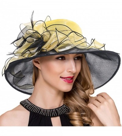 Sun Hats Womens Kentucky Derby Church Dress Fascinator Tea Party Wedding Hats S056 - Floral Yellow - C2180AUW3QA $22.11