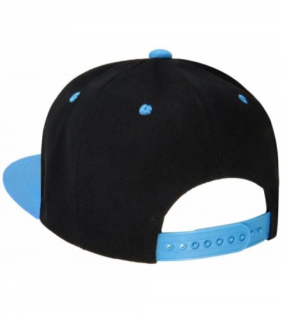 Baseball Caps Classic Snapback Hat Cap Hip Hop Style Flat Bill Blank Solid Color Adjustable Size - 1pc Black/Turquoise - CX18...