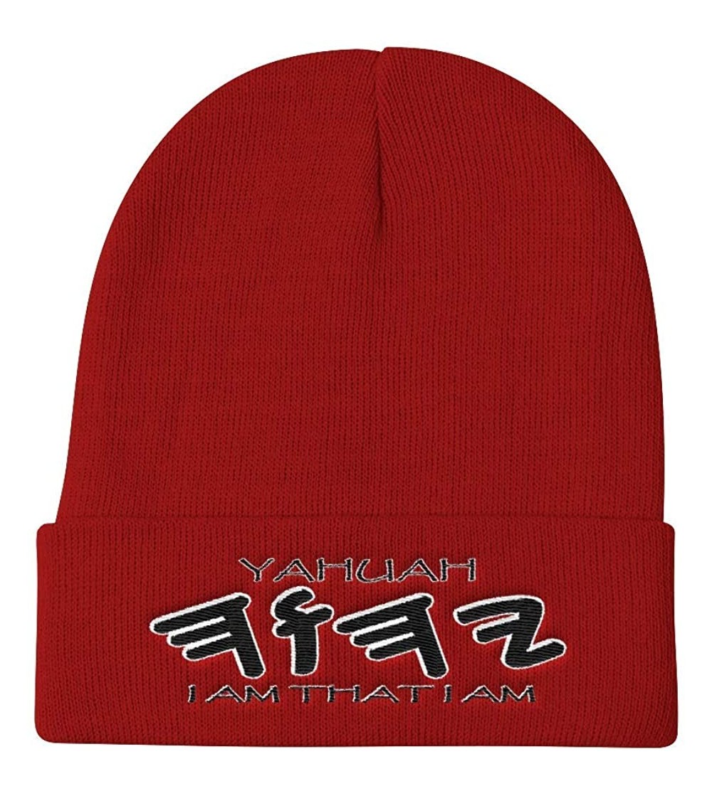 Skullies & Beanies I AM YAHUAH Embroidered Skully - Red - CG18M7SXNII $24.48