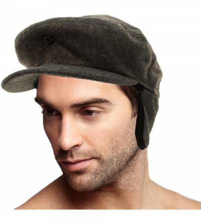 Newsboy Caps Men's Winter 100% Soft Wool Earflaps Solid Ivy Driver Golf Cabby Cap Hat - Gray - CY1865M3RSR $22.94