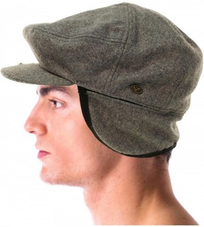 Newsboy Caps Men's Winter 100% Soft Wool Earflaps Solid Ivy Driver Golf Cabby Cap Hat - Gray - CY1865M3RSR $22.94