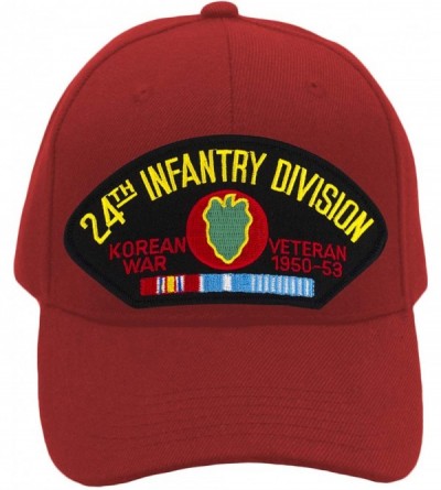 Baseball Caps 24th Infantry Division - Korea Hat/Ballcap Adjustable One Size Fits Most - Red - C818OQ6ZADU $26.36