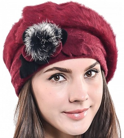 Berets Lady French Beret Wool Beret Chic Beanie Winter Hat Jf-br022 - Br022-claret Angora - CX120179T05 $17.95