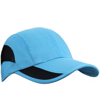 Baseball Caps Men Women Summer Mesh Snapback Running Baseball Tennis Ball Golf Hats Caps Visor - Sky Blue - C312G5RN3UH $12.19