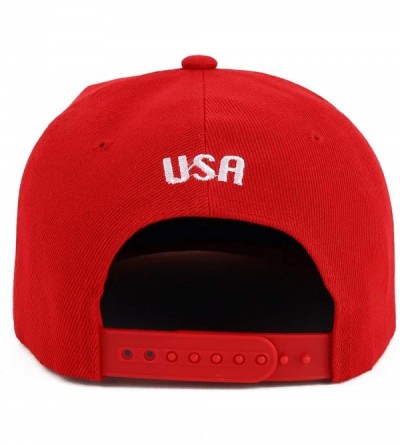 Baseball Caps Country Name 3D Embroidery Flag Print Flatbill Snapback Cap - Usa Red - CF18W59QIKI $20.14
