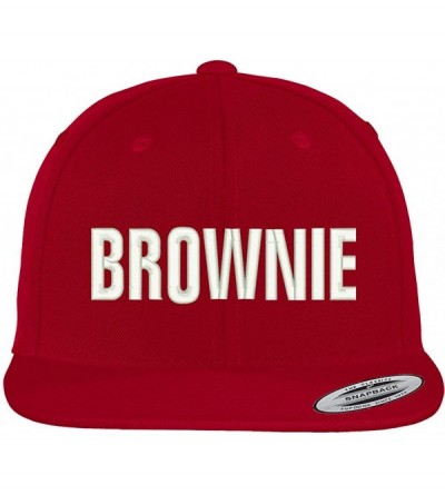 Baseball Caps Brownie Embroidered Flat Bill Adjustable Snapback Cap - Red - CM12NBYY8L3 $20.36