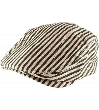 Newsboy Caps 100% Striped Cotton Newsboy Cap Gatsby Golf Hat - Beige - C811X5VXCGH $11.48