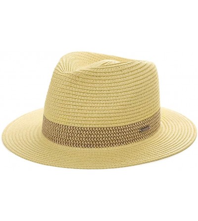 Fedoras Womens Straw Fedora Brim Panama Beach Havana Summer Sun Hat Party Floppy - 00738_beige - CX18S75GHGN $33.33