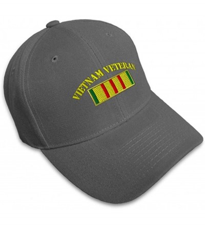 Baseball Caps Custom Baseball Cap Vietnam Veteran Flag Embroidery Dad Hats for Men & Women 1 Size - Dark Grey - CY18XAR7ANU $...