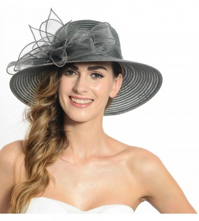 Sun Hats Lightweight Kentucky Derby Church Dress Wedding Hat S052 - Gray - CZ11WLHV0T7 $24.45