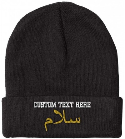Skullies & Beanies Custom Beanie for Men & Women Peace Salam Arabic A Embroidery Skull Cap Hat - Black - CT18ZWOG8NX $13.64