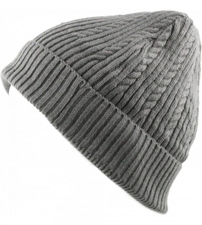 Skullies & Beanies Twisted Cable Classic Winter Beanie Hat - Grey - CZ126Z8TFG7 $8.50