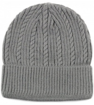 Skullies & Beanies Twisted Cable Classic Winter Beanie Hat - Grey - CZ126Z8TFG7 $8.50