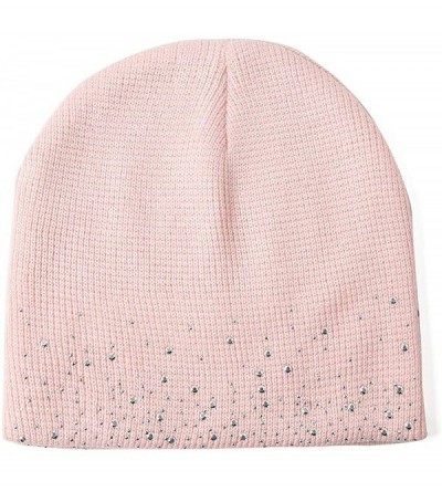 Skullies & Beanies Womens Winter Warm Hat Crochet Wool Knit Ski Beanie Skull Slouchy Bling Caps - Pink - CK18KZIICDN $11.33