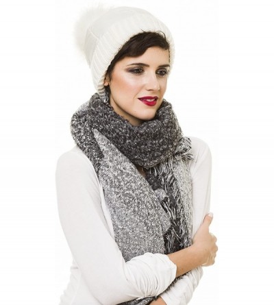 Skullies & Beanies Beanie for Women with Pom Pom Skully Cap Hat Toboggan Fashion Knit Fall Winter - White - C618C9AOG4S $7.43