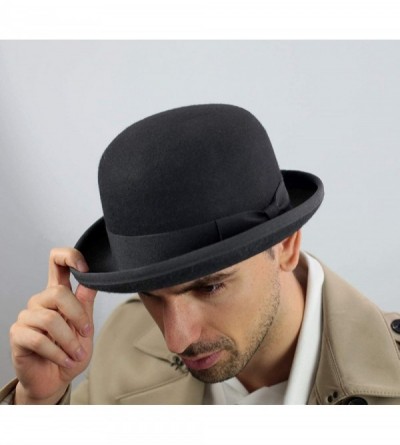 Fedoras Classic Melon Wool Felt Bowler Hat - Anthracite - CQ1948HC8IZ $31.39