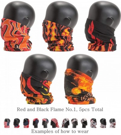 Headbands Pattern Headwear Headband Bandana - Red and Black Flame No.1- 5pcs total - C718M5M3C6S $12.10