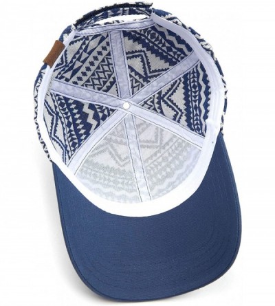 Baseball Caps Hatsandscarf Exclusives Oriental Flower Geometric Pattern Baseball Cap (BA-740-1) - Geo-navy - C8196H68MSA $12.21