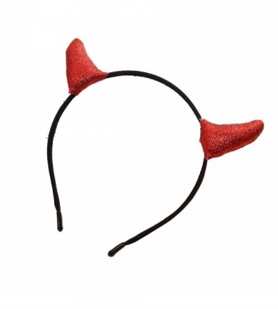 Headbands Glitter Devil Horns Headband Halloween Fancy Dress Cosplay Hairband (Red) - Red - CU18L8QCLK2 $10.88