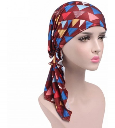 Skullies & Beanies Women's Chemo Hat Pre Tied Turban Head Scarves Headwear Beanie Coverings Summer - A - CF18XXX25UH $8.24