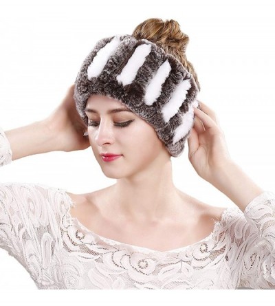 Cold Weather Headbands Rabbit Fur Headband - Winter Knit Neck Warmer Real Fur Headbands Women Scarf Muffler - CM18HHRDZ5T $17.61