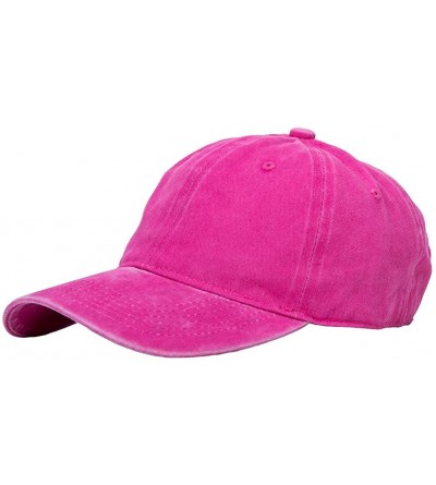 Baseball Caps Men's Baseball Cap Dad Hat Washed Distressed Easily Adjustable Unisex Plain Ponytai Trucker Hats - Rose Red - C...