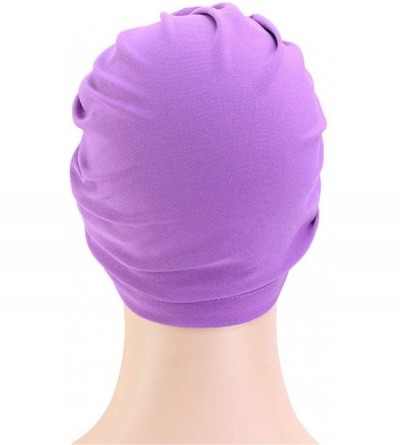 Skullies & Beanies Womens Big Flower Turban Beanie Elegant Cap Head Wrap Stretch Long Hair Scarf Headscarf - 441-beige - CG19...