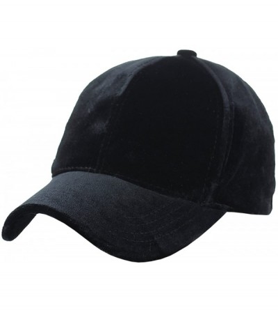 Baseball Caps Ponycap Messy High Bun Ponytail Soft Velvet Adjustable Baseball Cap Hat - Black - C3187DQ8AM7 $14.39