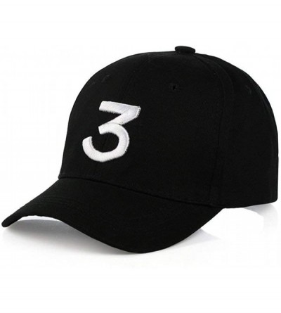 Baseball Caps Embroider Hats Number 3 Cool Baseball Caps- Adjustable Sunbonnet Cotton - Black - CT1832NOQS3 $12.62