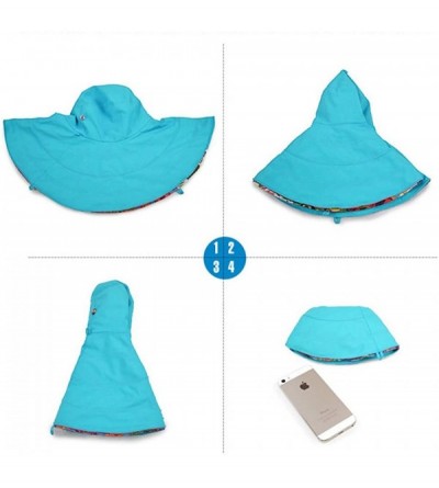 Sun Hats Womens Wide Brim Sun Hat Floppy Canvas Summer Beach Bucket Hat UPF 50+ - Blue - CU12H96BHGP $18.15