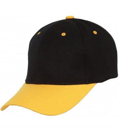 Baseball Caps Two-Tone Adjustable Baseball Cap - Black/Yellow - CI11Y9456Q3 $22.05