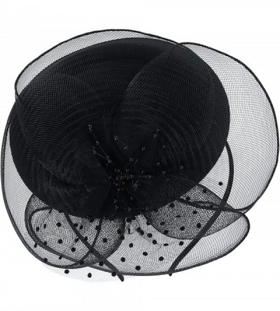 Headbands Women's Net Flower Headband - Black - CF18K2UEL6G $13.56