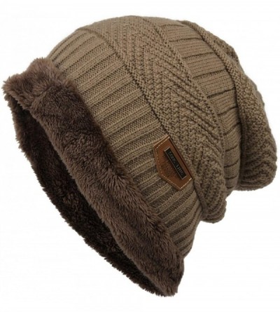 Skullies & Beanies Winter Women Men Hat- Fashion Fleece Beanie Hat- Knitted Warm Cap - Khaki - CY192SMA8X5 $9.99