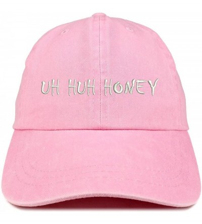 Baseball Caps Uh Huh Honey Embroidered Washed Cotton Adjustable Cap - Pink - CZ12IFNO2KJ $17.68